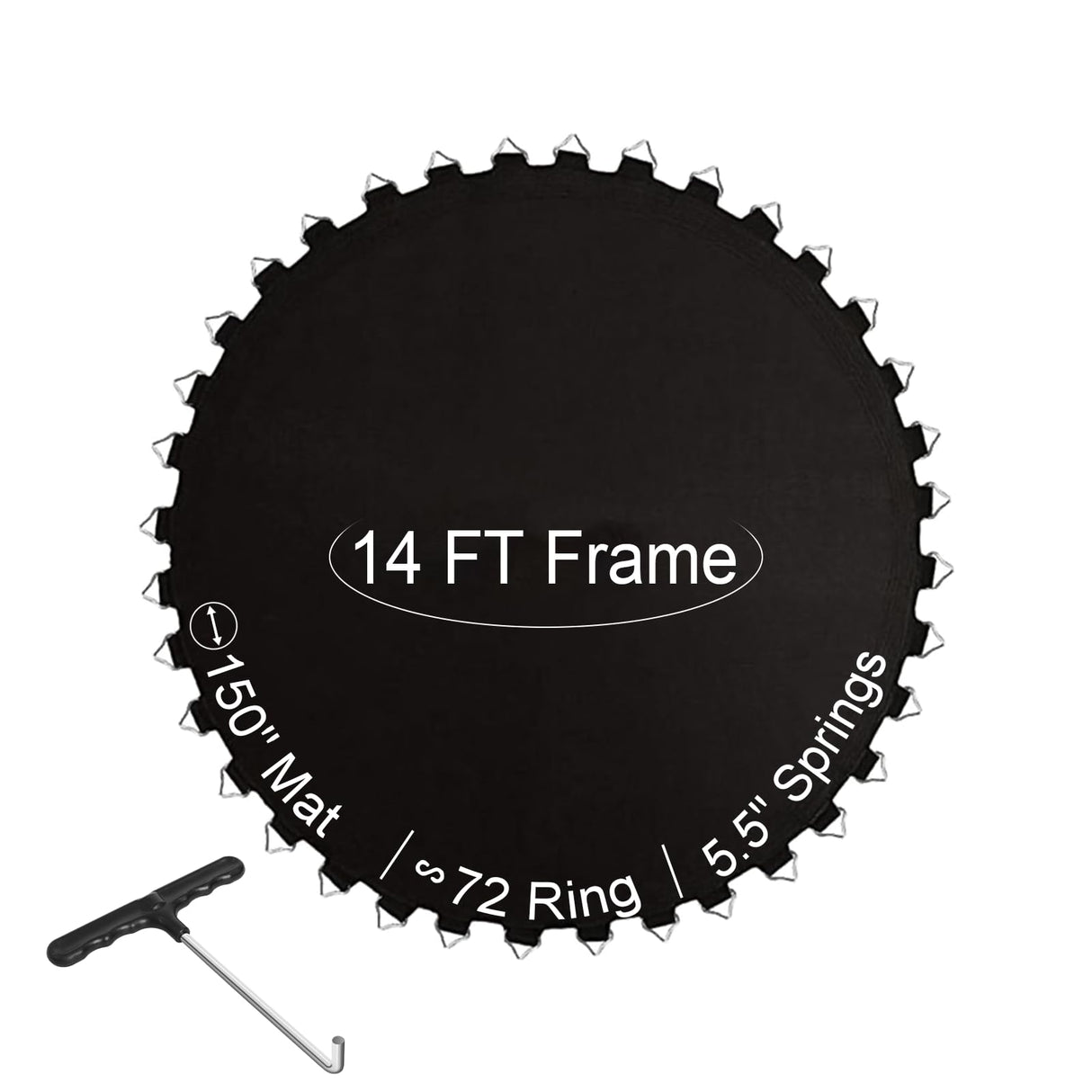 Ketofa 14 ft Trampoline Replacement Mat, Fits 5.5" Spring 72 V-Hooks Round Trampoline Frame,150" Premium Trampoline Mat (Excluding Frame and Spring) Ketofa