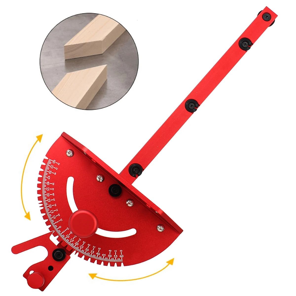 JCFANTS Precision Miter Gauge, Standard Slot 3/4'' x 3/8'', Aluminum Alloy Table Saw Miter Gauge with 27 Angle Stops Miter Fence& Miter Bar Works w/Table Saws, Band Saw and Router Table (Red) JCFANTS