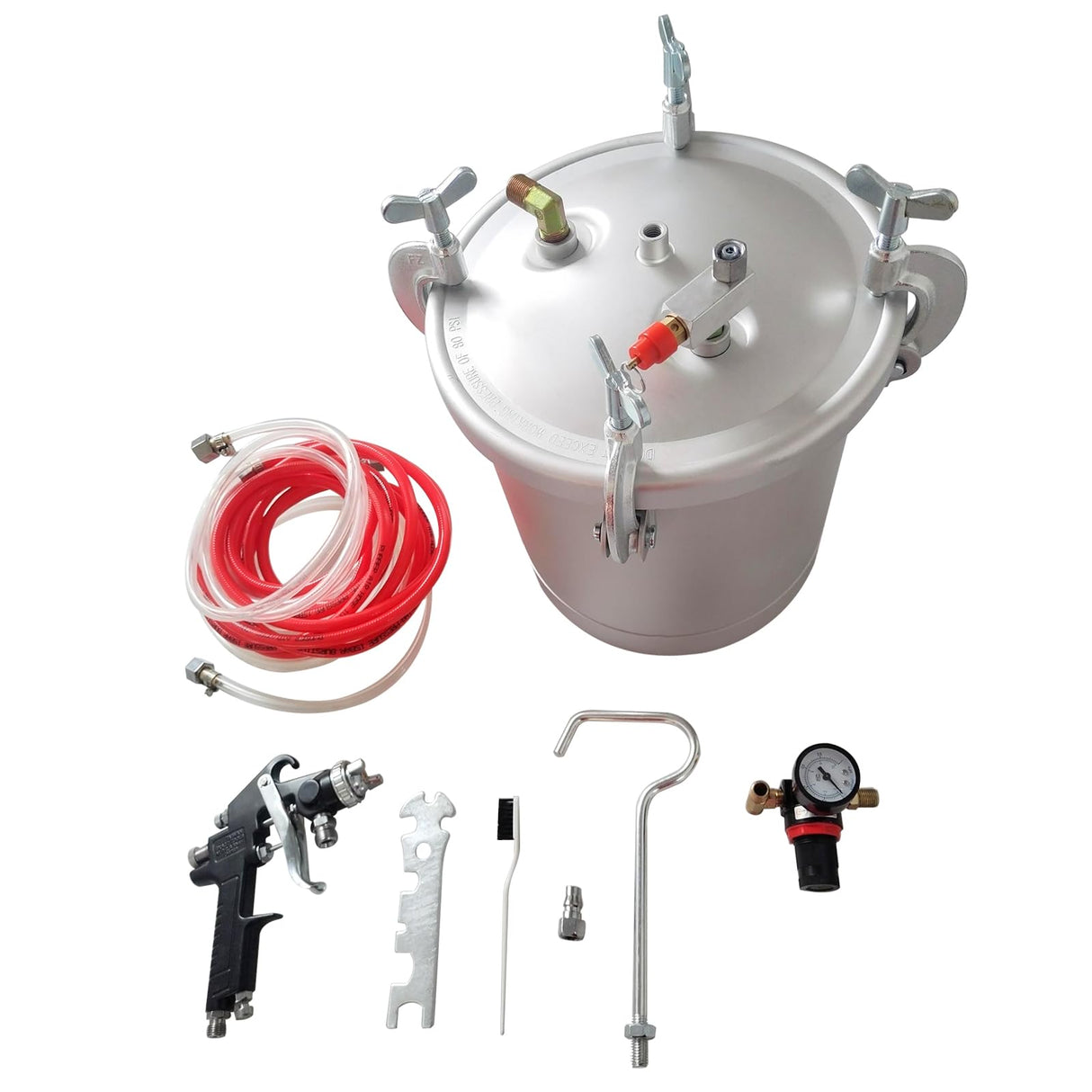 2 1/2 Gallon 10L High Pressure Pot Air Paint Spray Gun, Pressure Tank with Spray Gun and 13-Feet Dual Hose Industrial Painting Painter YaeTek