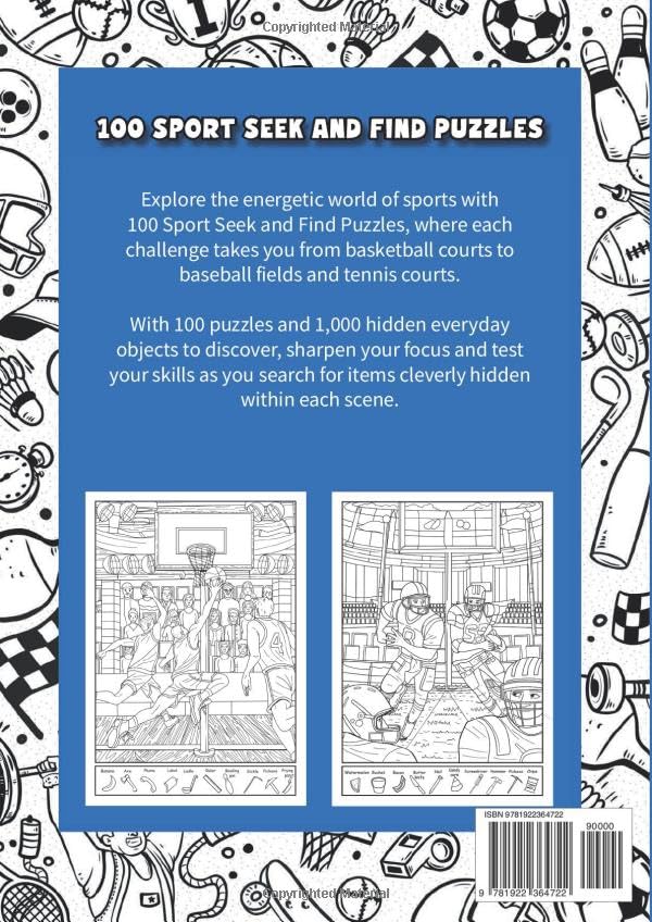 100 Sport Seek and Find Puzzles: Search And Find 1000 Hidden Objects WoodArtSupply