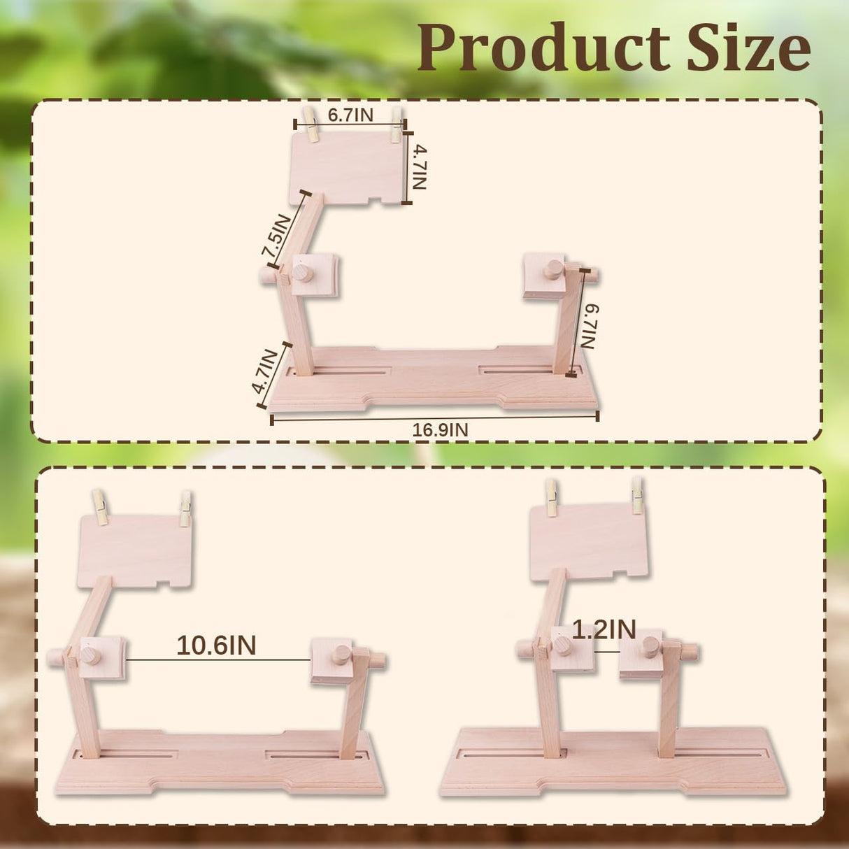 Adjustable Embroidery Hoop Stand,Embroidery Kit with 4pcs Different Size Embroidery Hoops,1 Embroidery Tool Kit,1 Pair of Thimbles,Wooden Embroidery Hoop Holder for Beginners. WodGod