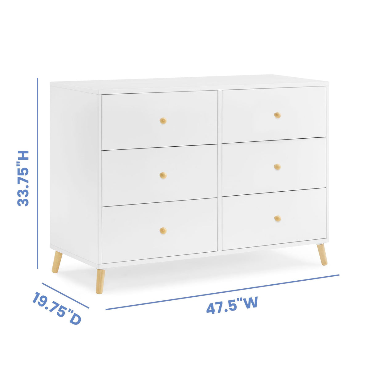 Delta Children Essex 6 Drawer Dresser, Bianca White/Natural Delta Children