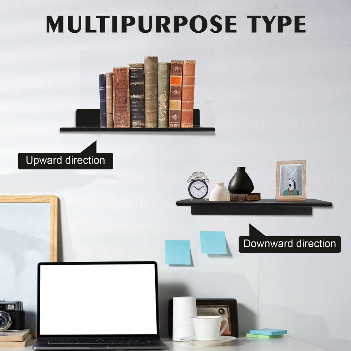 Daanxw Multi-Functional Steel Shelf, Pegboard Shelf,Can be Used Alone or for Pegboard, Wall Mounted Shelf,Pegboard Shelves,Pegboard Shelf Brackets,16"X7.2" (Black) Daanxw