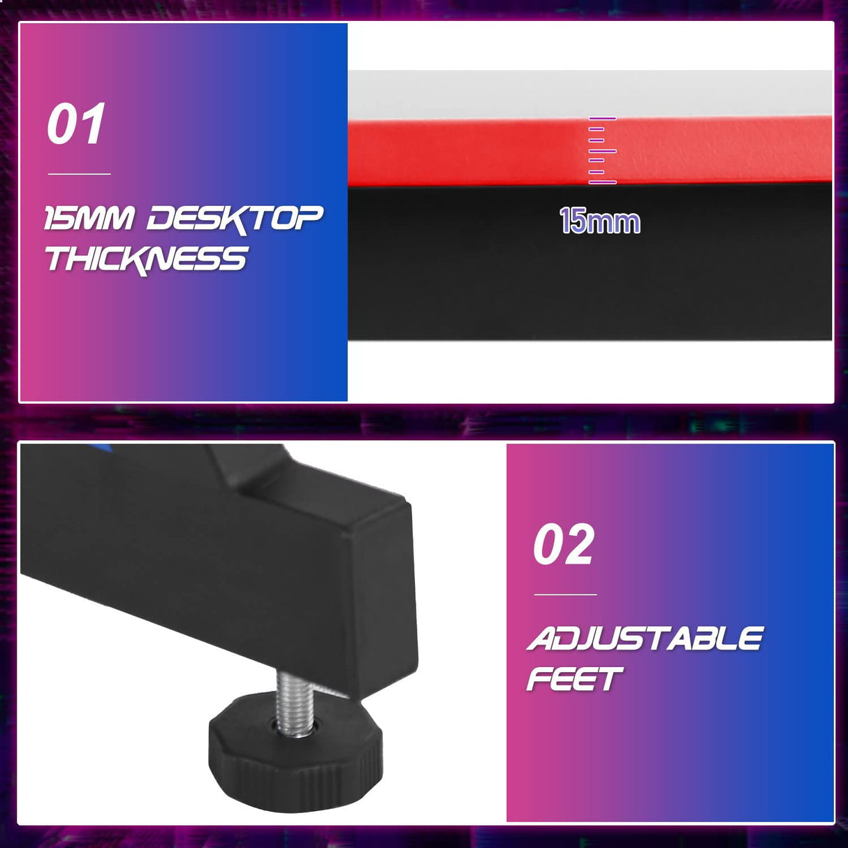 BestOffice 35"/39"/47" Computer Desk Z Shaped Workstation Ergonomic Table with Headphone Hook for Game Players (Red, 47 in) BestOffice