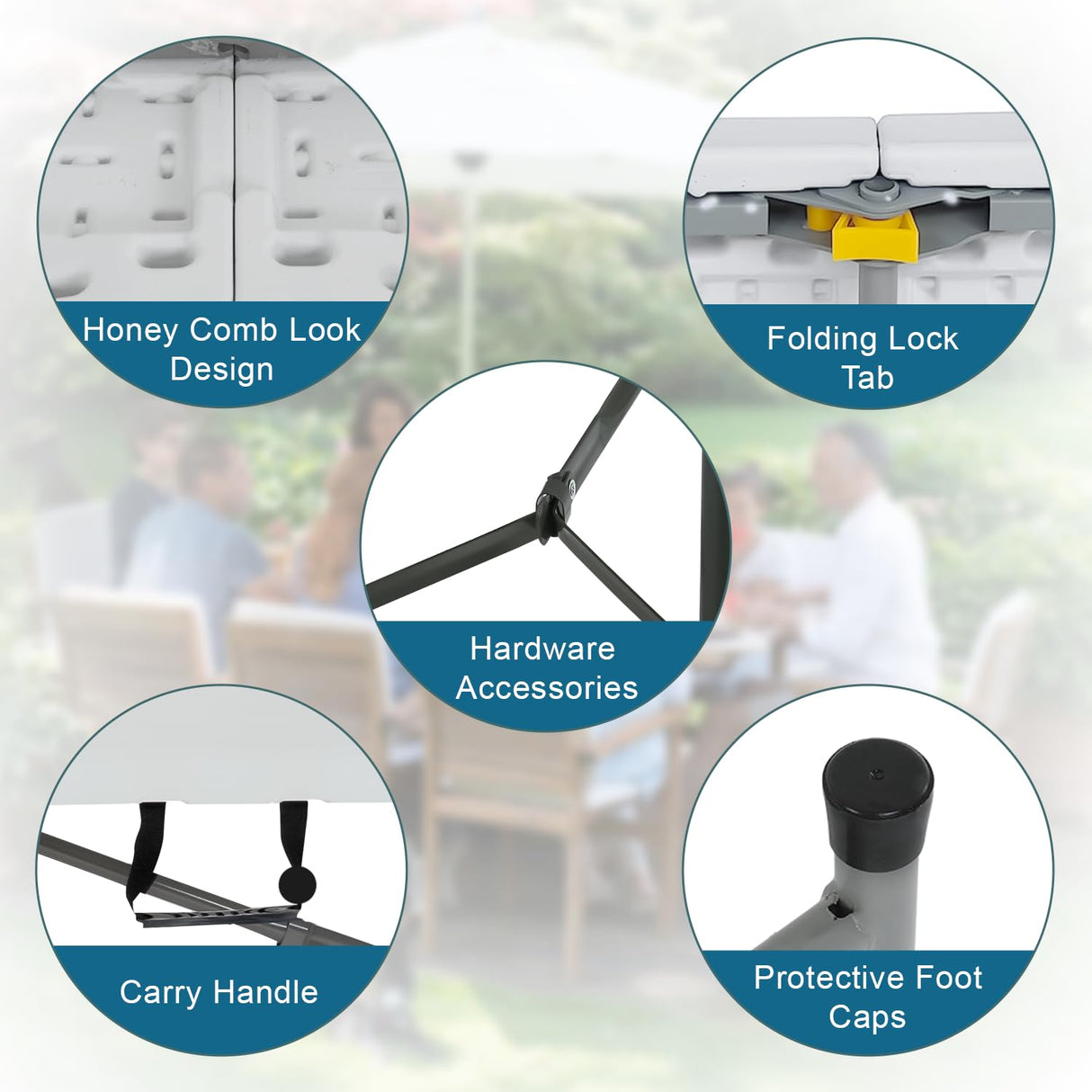 Ruesleag 8FT Folding Table Plastic Camping Table Portable Picnic Table for Easy Storage, Ideal for Outdoors Camping, Picnics, Parties Wedding & Indoor Events with Carrying Handle,White Ruesleag