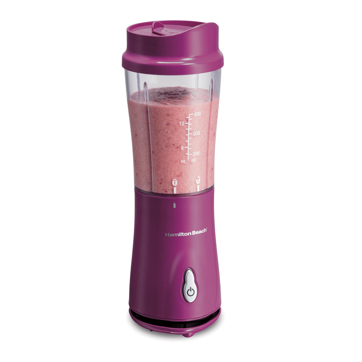 Hamilton Beach Portable Blender for Shakes and Smoothies with 14 Oz BPA Free Travel Cup and Lid, Durable Stainless Steel Blades for Powerful Blending Performance, Raspberry (51131) Hamilton Beach
