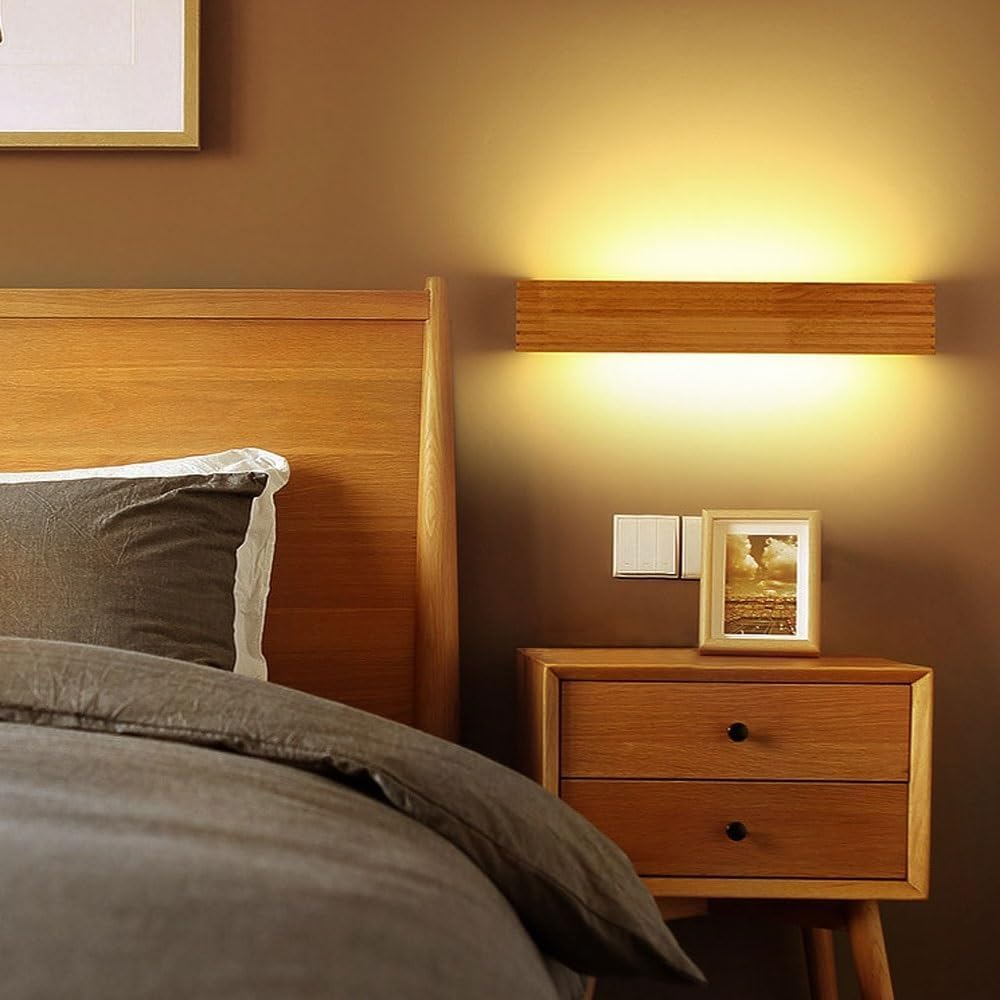 Japanese LED Solid Wood Wall Lamp Nordic Modern Wall Sconce Lighting Warm Light Mirror Wall Light Wooden Vanity Light for Bathroom Bedroom GeRRiT