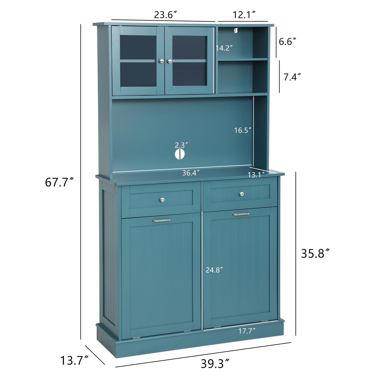 YOCONYO Double Tilt Out Trash Cabinet Storage Cabinet 20 Gallon with Two Solid Wood Hideaway Trash Holder Drawers, Dual Wooden Free Standing YOCONYO