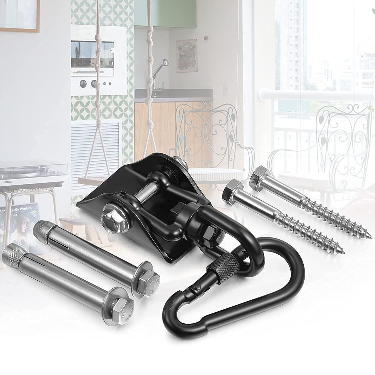 Hammock Hanging kit,360°Rotating 1200 lb Capacity Heavy Duty,Hanger & Swing Hook Snap for Concrete Wood,Hammock,Veranda Seat,Chair,Swing Sets,Yoga and Gym(Without Chain ) YOSE