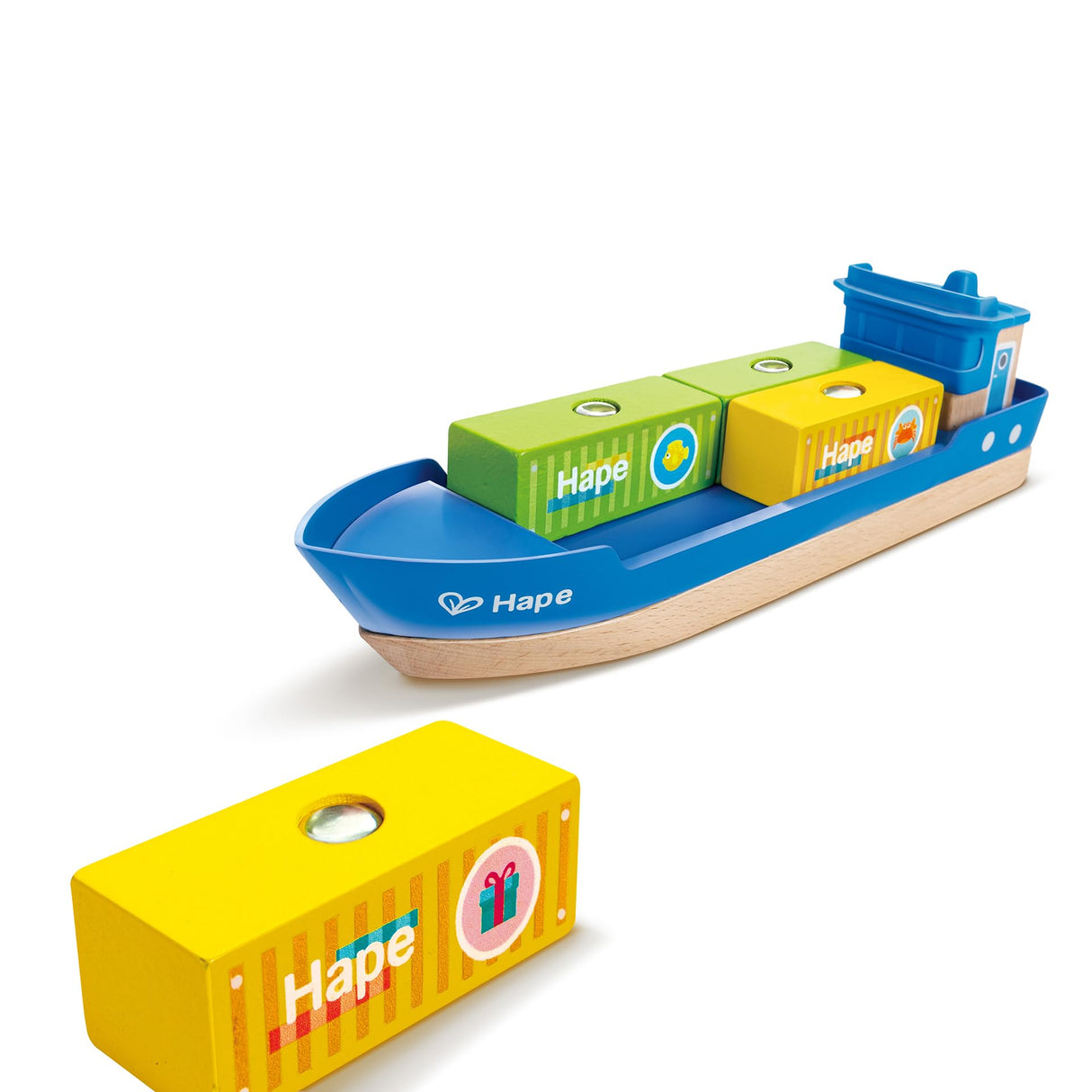 Hape Cargo Ship & Crane | Toy Boat and Crane Playset, for Children Ages 3Y+ Hape