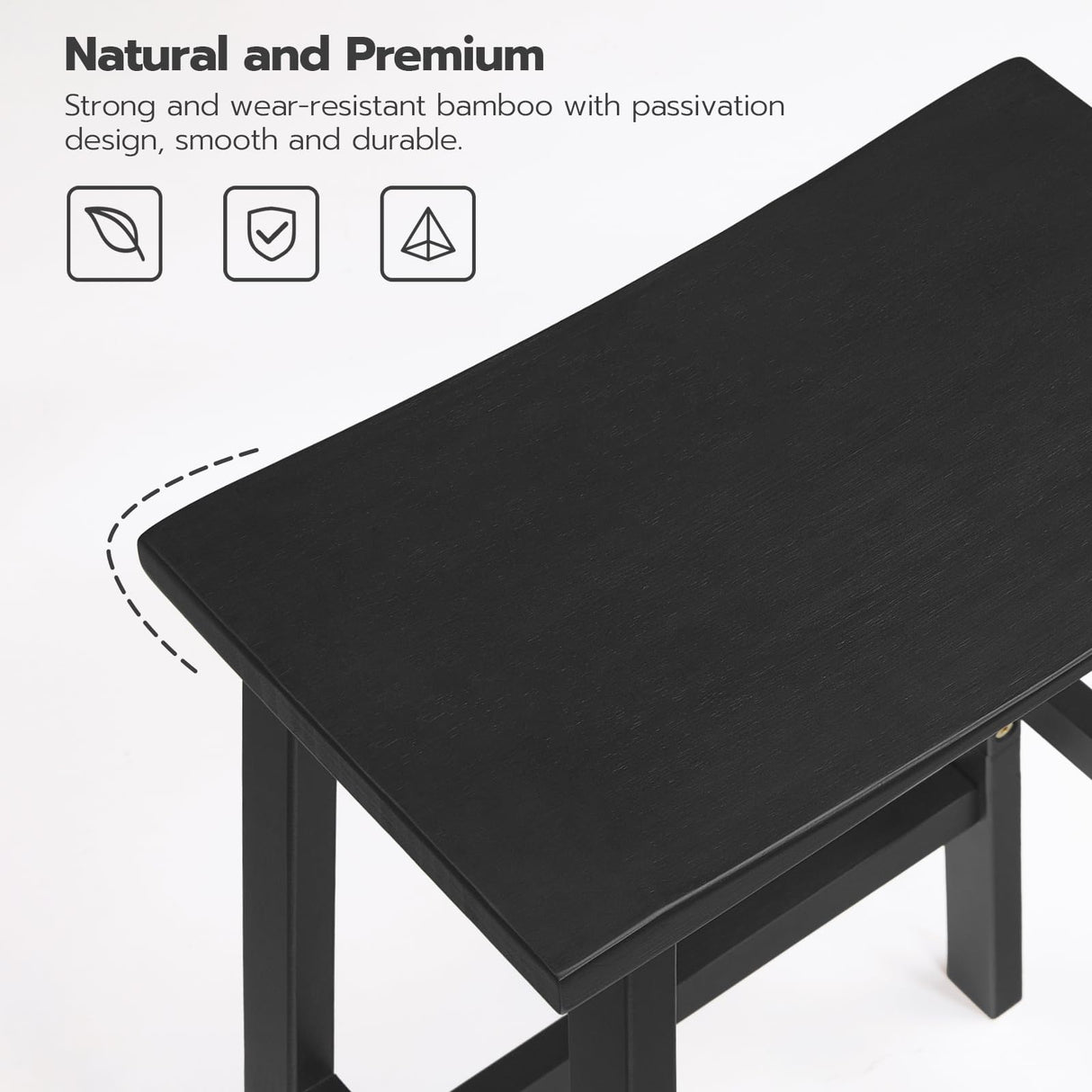 HOOBRO Bar Stool,Set of 2 Bar Stools, Bamboo Bar Chairs, 26 Inches Kitchen Counter Stools with Footrest, Saddle Stools, for Living Room, Dining Room, Party Room, Industrial Style, Black BB03MD01G2 HOOBRO