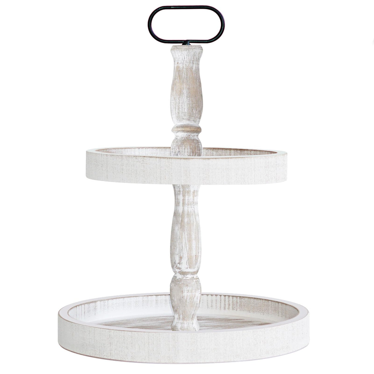 Decorative Tray - Two Tiered Tray Cupcake Stand Farmhouse Rustic 2 Tiered Serving Tray for Home and Kitchen Decor, Party, Weddings-Holiday Decoration Customizable Display Options(White) Krismax