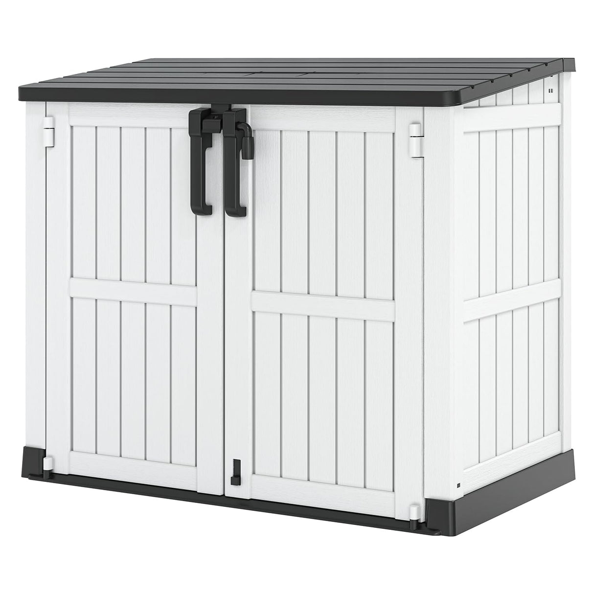LHBGO Light Gray Outdoor Resin Storage Shed 36 Cu. Ft. Garden Horizontal Storage Extra Large Capacity Weather Resistant Storage Box, Lockable Resin Waterproof Shed for Garbage Cans, Garden Tools LHBGO
