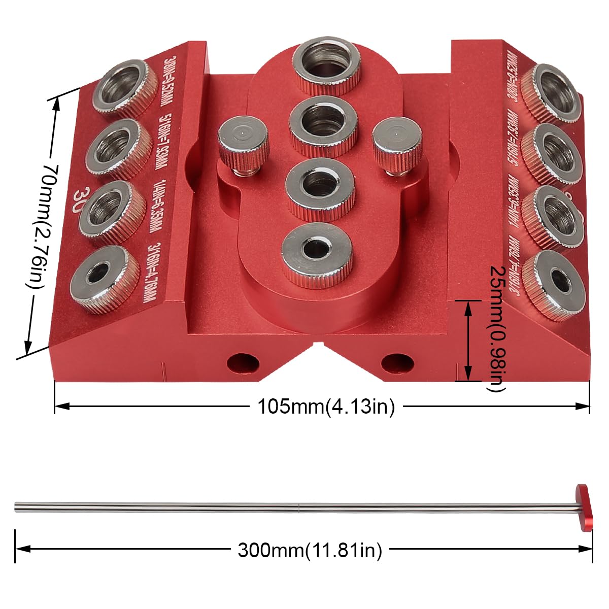 30 45 90 Degree Angle Drill Guide Jig Drill Block for Straight Angled Holes with Detachable Drill Bushings Positioning Bar Toolcool
