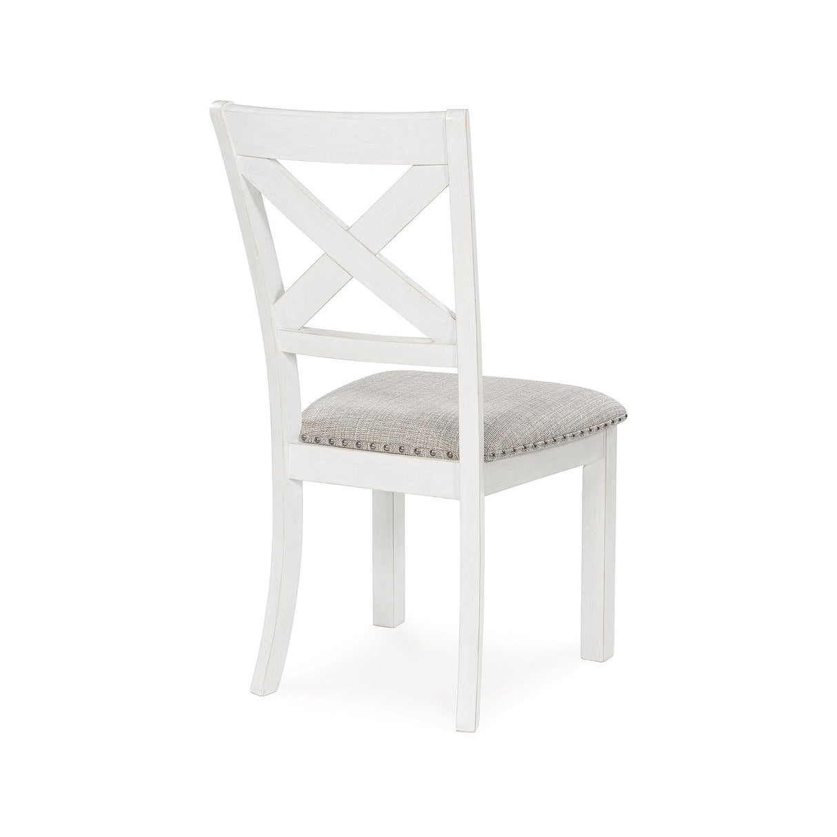 Signature Design by Ashley Robbinsdale Casual Upholstered Solid Wood Dining Chair with Nailhead Trim, Set of 2, White & Light Gray Signature Design by Ashley