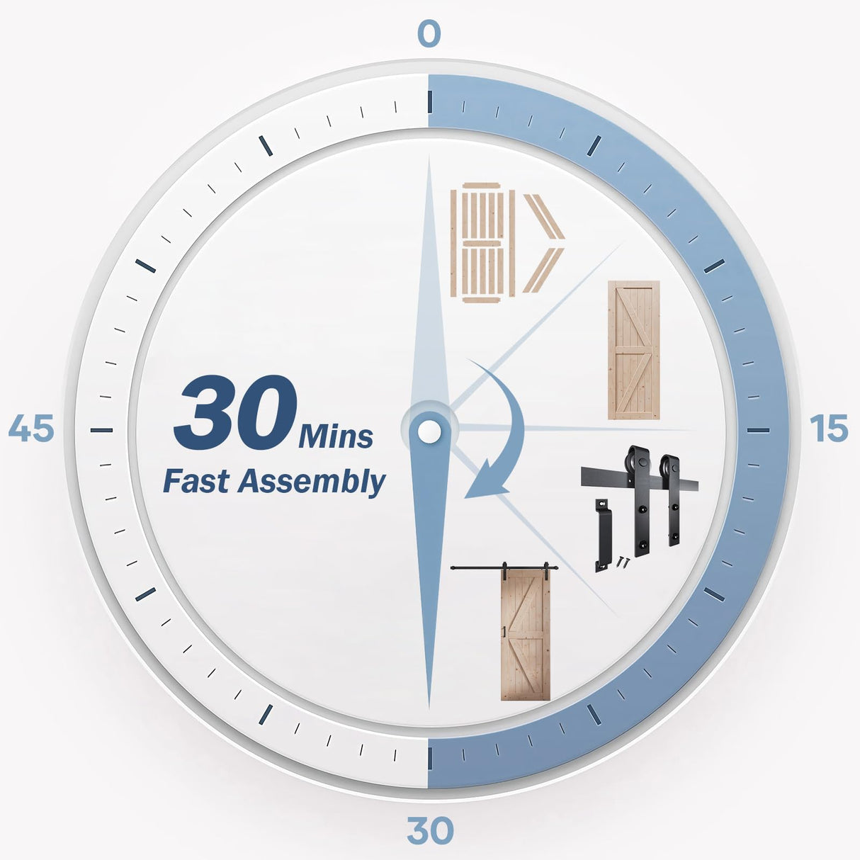 FREDBECK 30in x 80in Sliding Barn Door and 5FT Sliding Door Hardware Kit Included K Shape Solid Spruce Wood Panel for Bedroom Need to Assembly FREDBECK