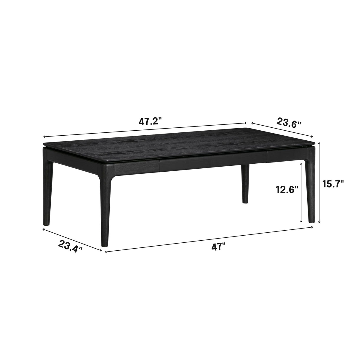 NTC Mingle Modern Wooden Rectangle Coffee Table with Hidden Drawer – Waterproof & Heat Resistant, Burnt Black NTC