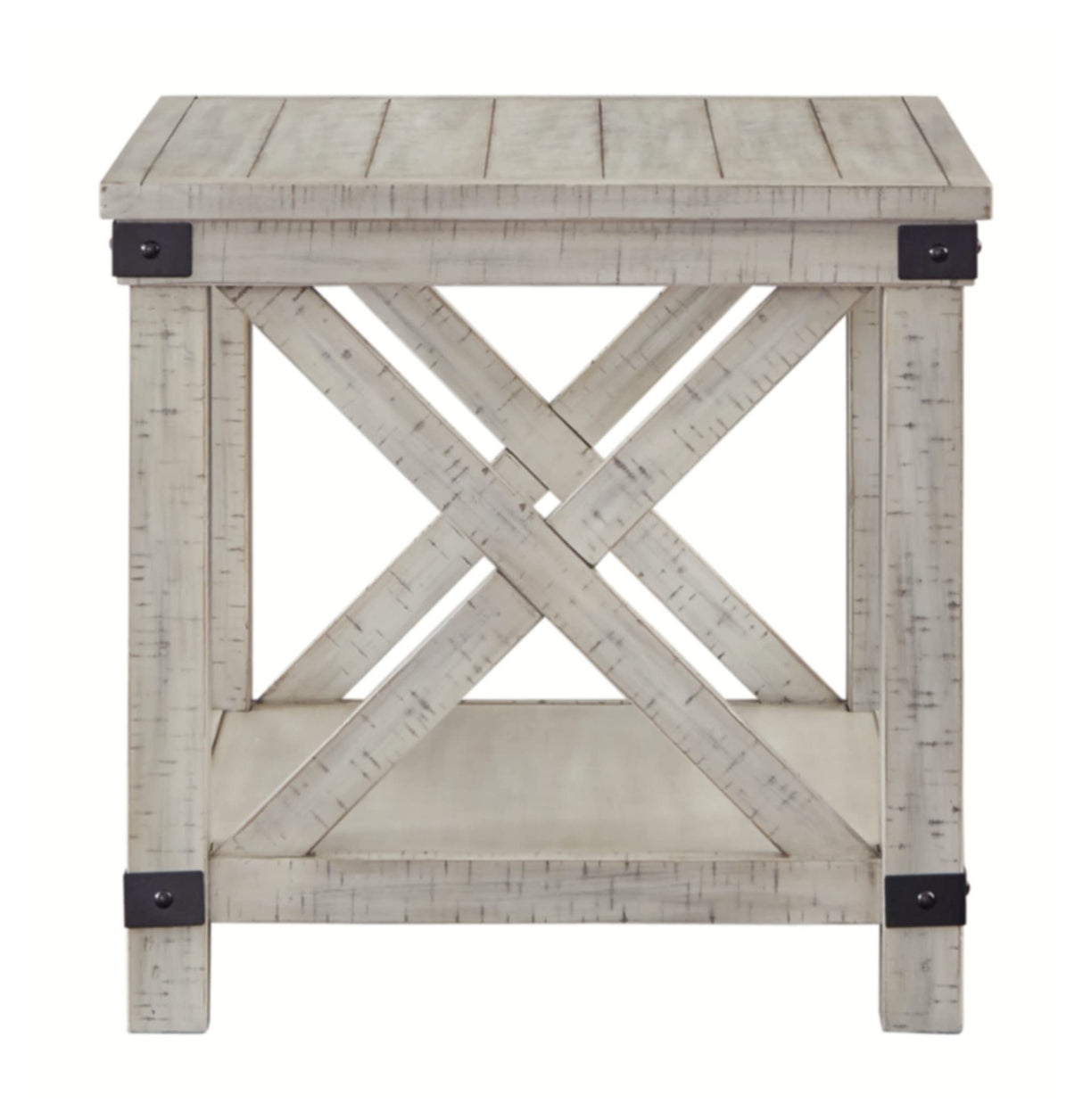 Signature Design by Ashley Carynhurst Rustic Farmhouse End Table, Whitewash Signature Design by Ashley