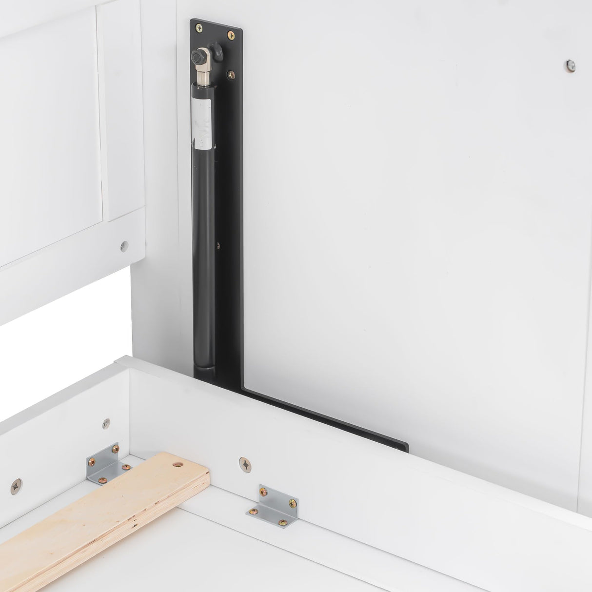 Ball & Cast Queen Size Murphy Bed with Desk,Hideaway Beds w/LED Lights and USB Charging Station,Wood Wall Cabinets Bedframe,Slat Support,Dual Piston Metal Folding Mechanism Designed,White Ball & Cast