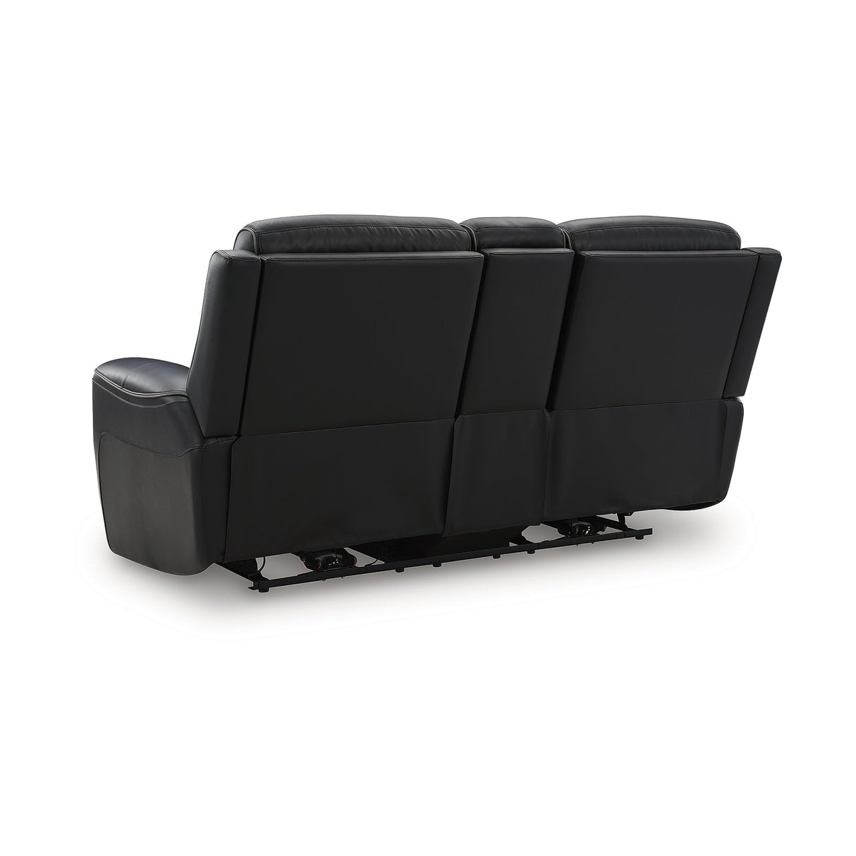 Signature Design by Ashley 5Z-Dreamlight Modern Leather Match Power Reclining Loveseat with Console, Adjustable Headrest and USB Charging, Black Signature Design by Ashley