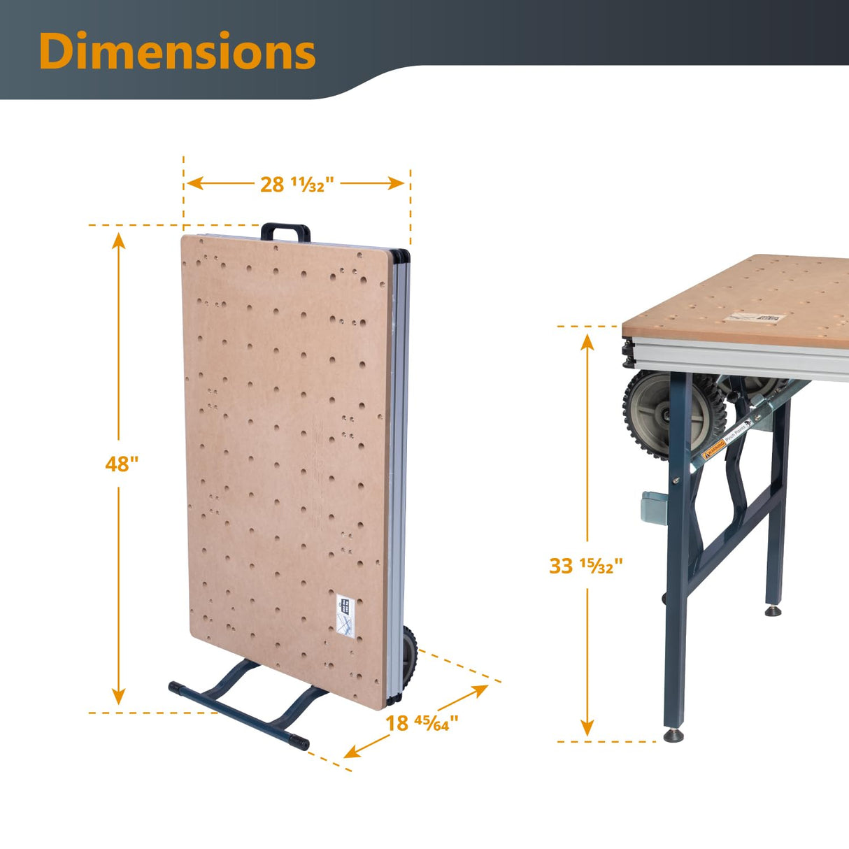 POWERTEC Multi-Functional Project Table with Wheels | Workbench with 3/4" Bench Dog Hole Pattern for Sanding, Cutting, and Woodworking Projects (MT4012) POWERTEC