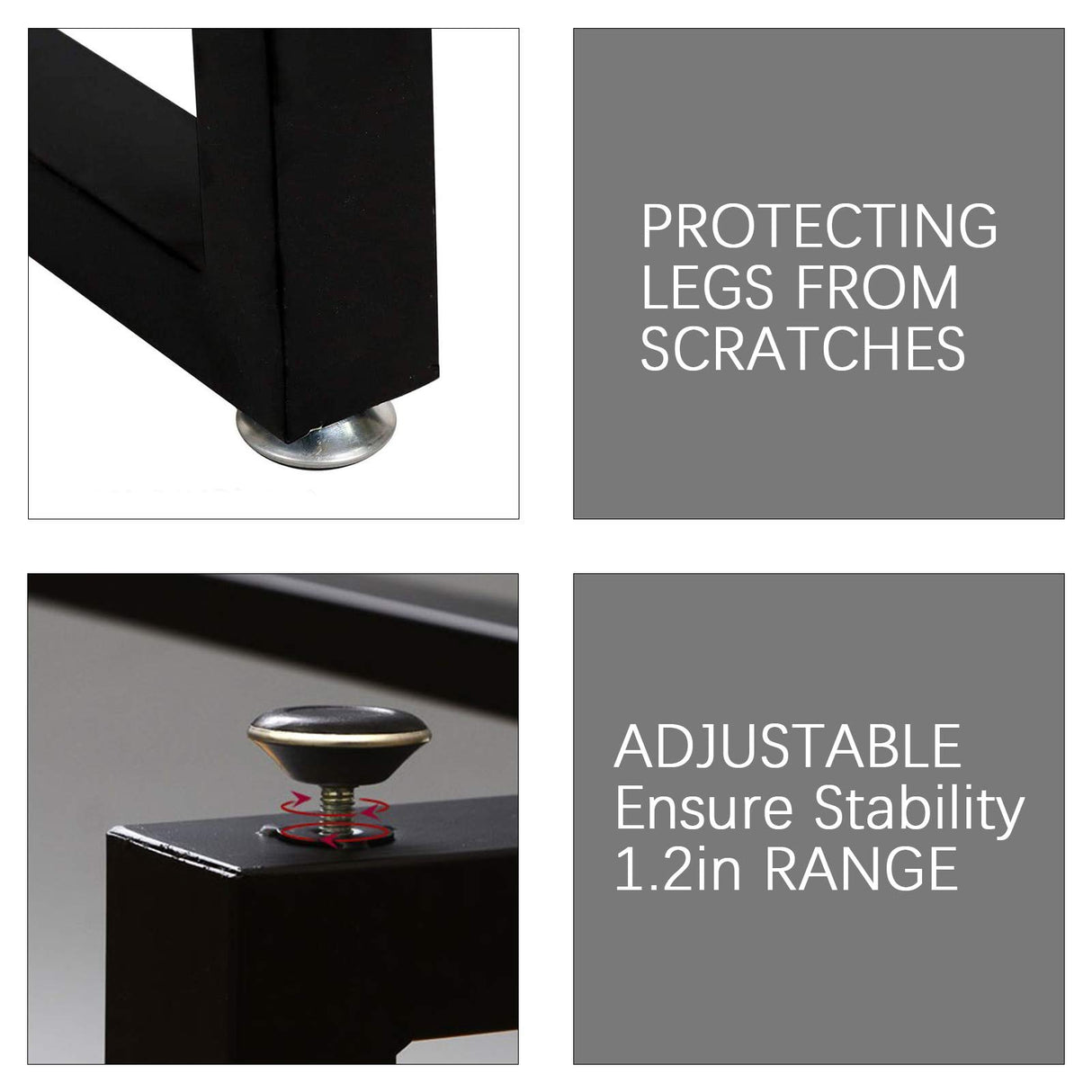 Metal Table Legs 28 inch Height x 17.7 inch Wide with Adjustable Protector Feet, Industrial & Rustic Style Heavy Duty Metal Furniture Legs for Desk/Table, (Bear Up to 800lb), Black, Set of 2 Patavinity