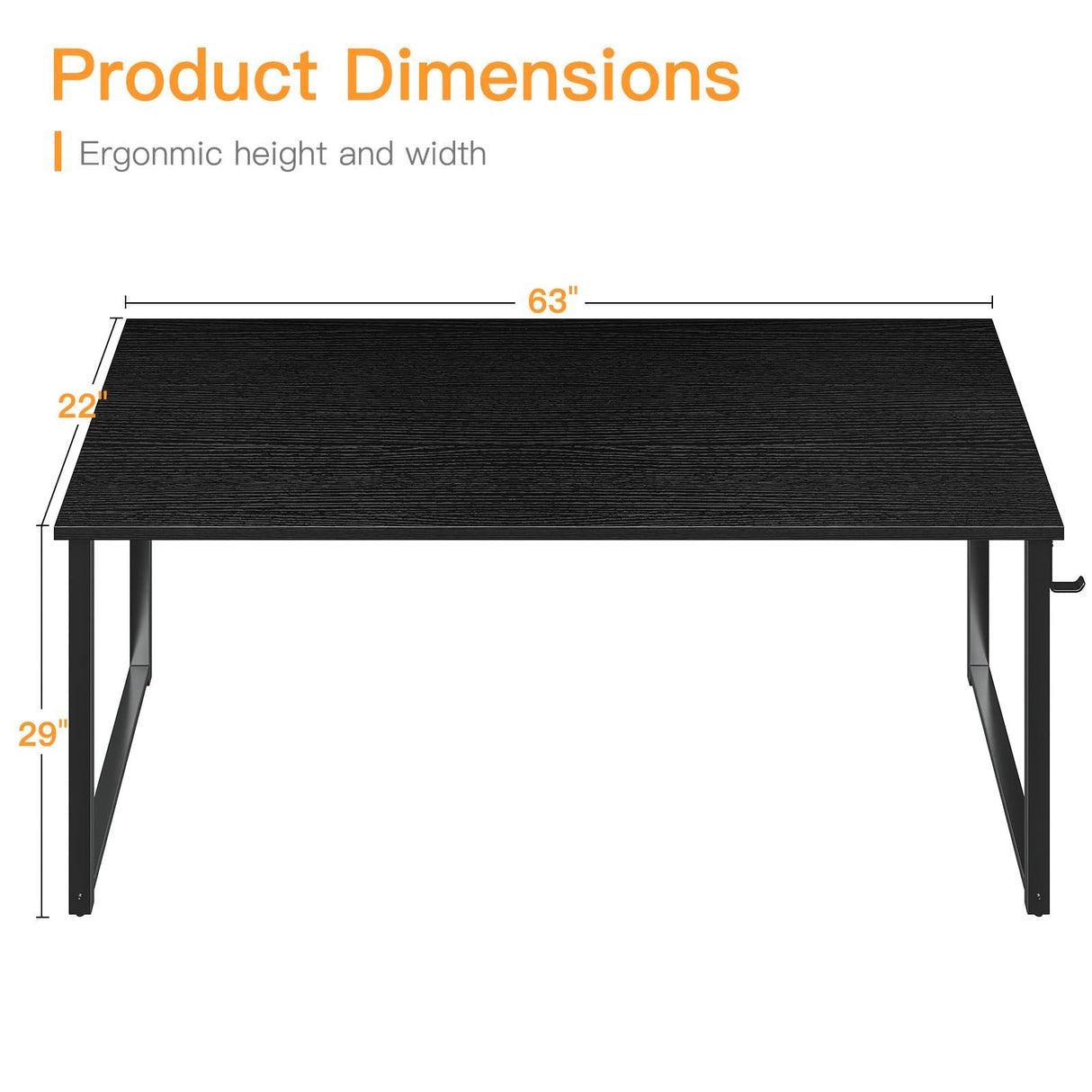 Coleshome 63 Inch Computer Desk, Modern Simple Style Desk for Home Office, Study Student Writing Desk,Black Coleshome