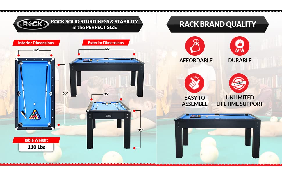 RACK Bolton 5.5-Foot Billiard/Pool Table (Black) RACK