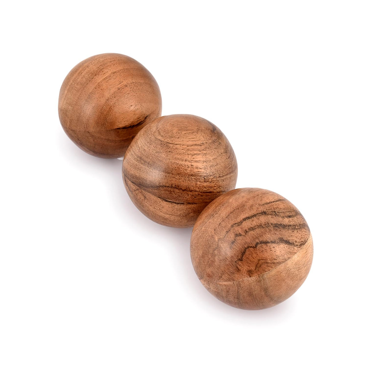 NIRMAN Decorative Acacia Wood Round Balls Set of 3 for Christmas Decorative Bowls Table Centerpiece | Coffee Table and House Décor (Set of 3), (3" x 3" x 3") NIRMAN