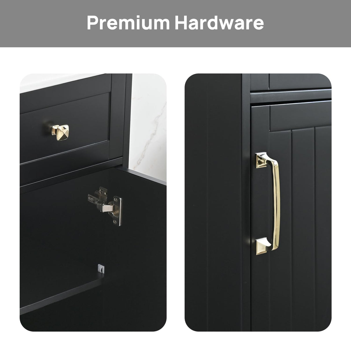 ALBAD 16-Inch Modern Bathroom Vanity with Sink, Compact Bathroom Vanity Set with Storage, Freestanding Small Space Bathroom Cabinet, Single Sink Cabinet with Adjustable Shelf (Black, 16 Inch) ALBAD