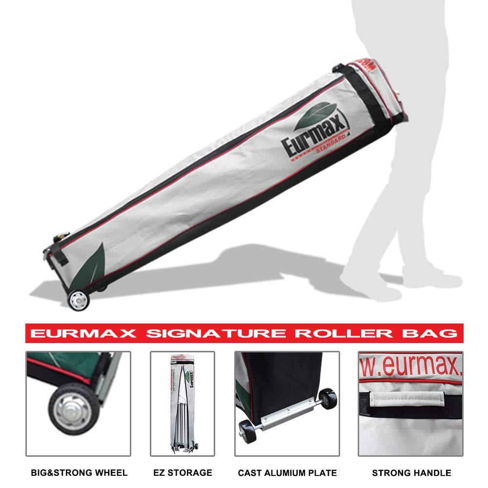 Eurmax USA 10'x10' Pop-up Canopy Tent Commercial Instant Canopies with 4 Removable Zipper End Side Walls and Roller Bag, Bonus 4 SandBags(White) Eurmax