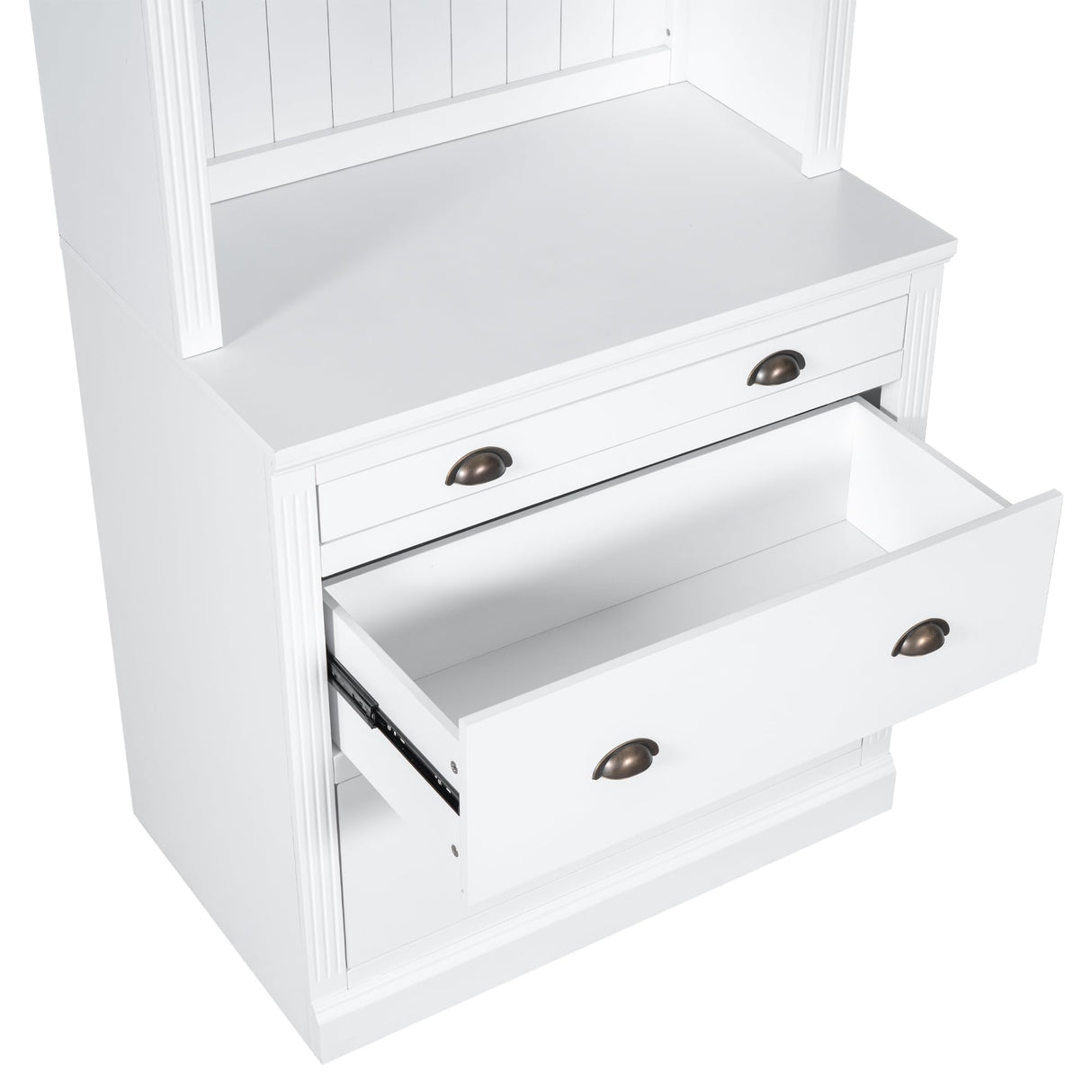 Modern White 83.4" Tall Bookcase with LED Lighting and 3 Drawers for Office and Living Room Bellemave