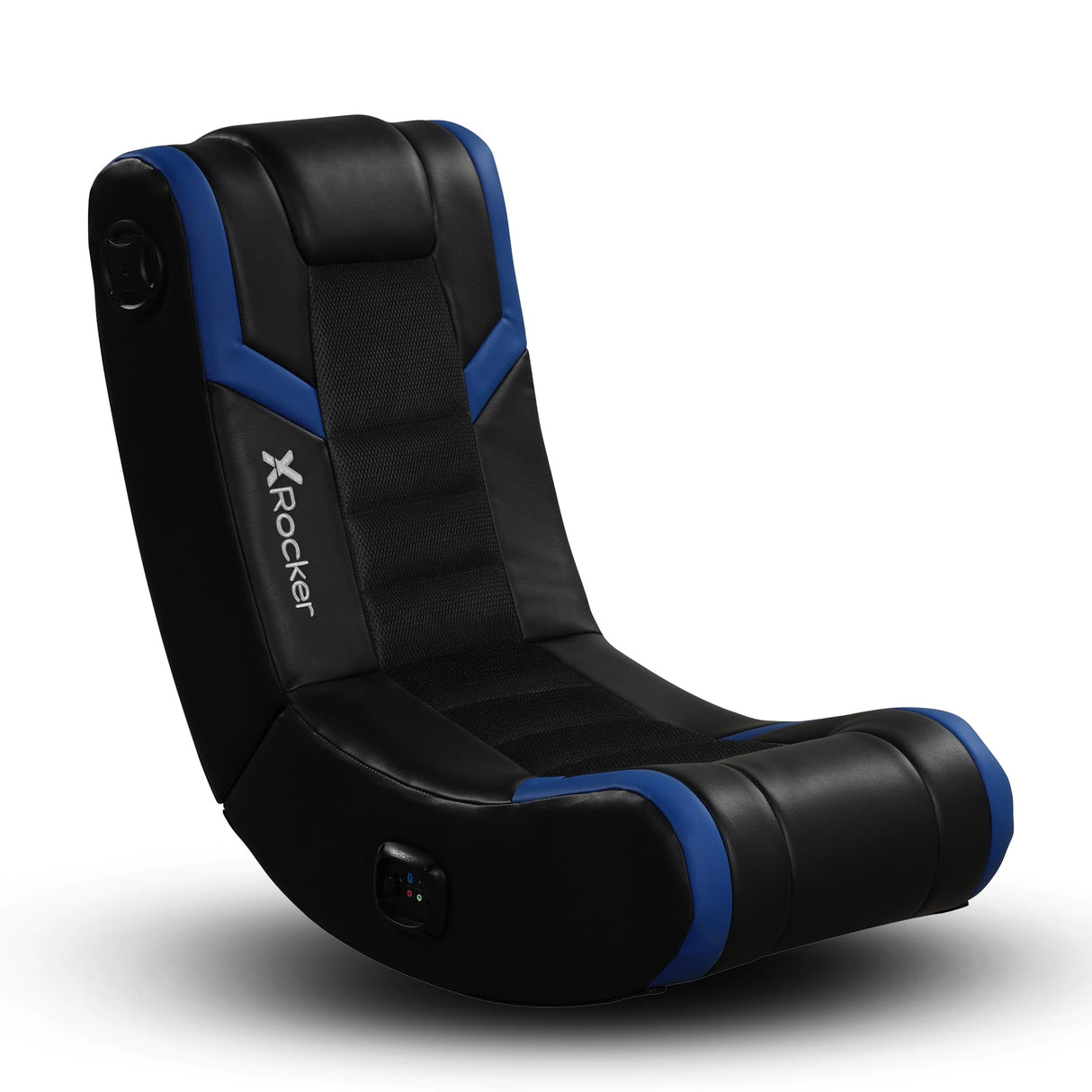 X Rocker Eclipse Video Gaming Floor Chair with Built-In Headrest Speakers, Wireless Bluetooth, Foldable, Vegan Leather, 275 lbs Max, Amazon Exclusive, Black and Blue X Rocker
