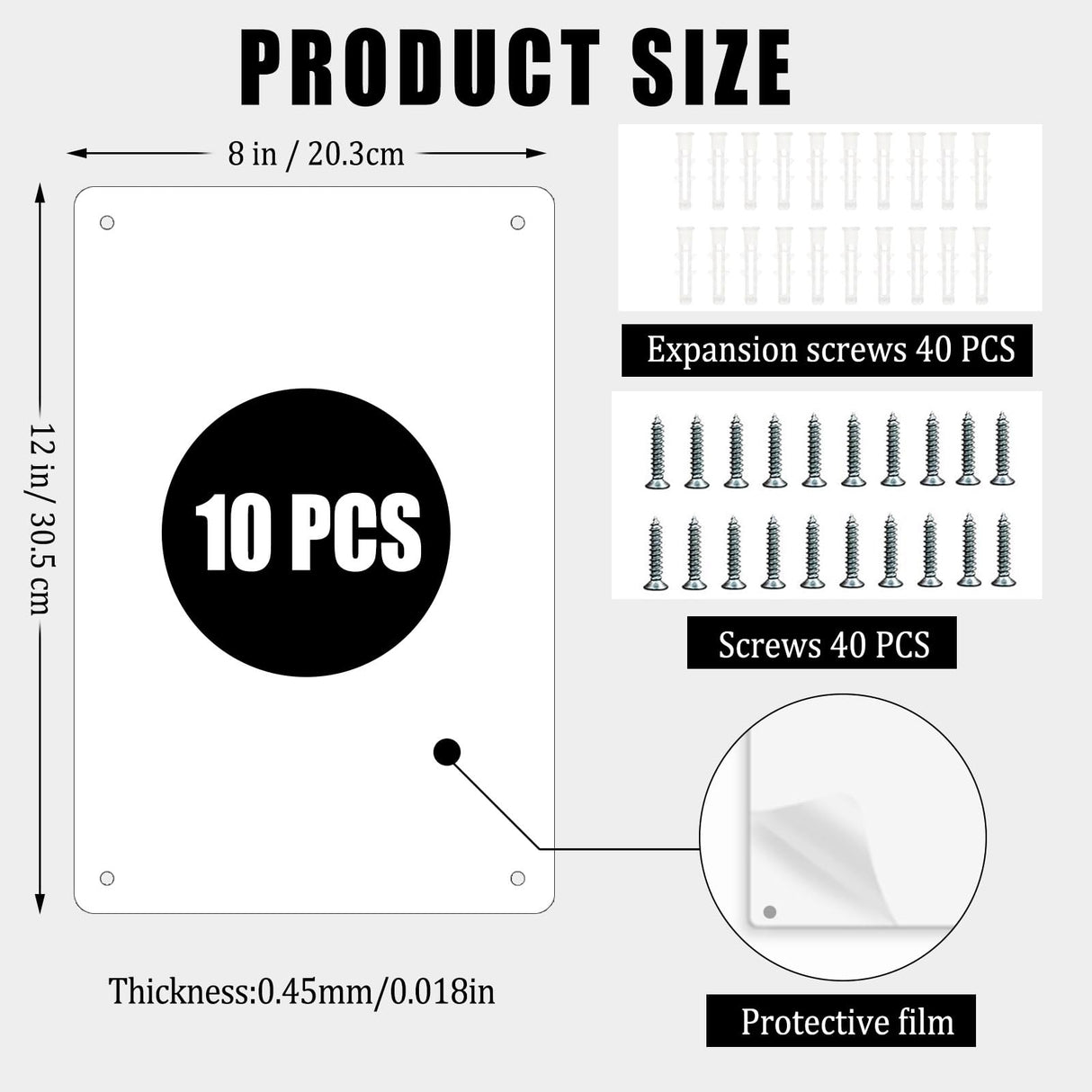 ToBeAce 10 Pcs Sublimation Metal Sign Blanks 8x12 Inch, Aluminum Sublimation Yard Sign Blanks, Sublimation Photo Blanks with Holes Screws DIY Sign Photo for Ourdoor Indoor Garden Yard (Thick 0.45mm) ToBeAce