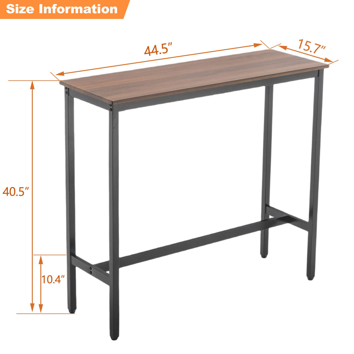 Awonde Rectangle Bar Table 41" Bar Height Pub Table Industrial Table for Kitchen Dining Room Living Room Entryway Sofa Console Table with Brown Wood Top Black Matel Frame Awonde