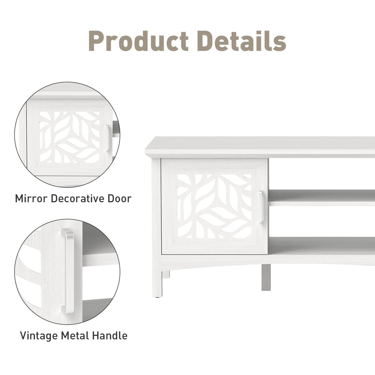 Bonzy Home 39.4" Wooden Coffee Table with Mirror Doors, Modern Center Table with Storage and Open Shelves, Rectangle Coffee Tables for Living Room, Apartment, White Ash Bonzy Home