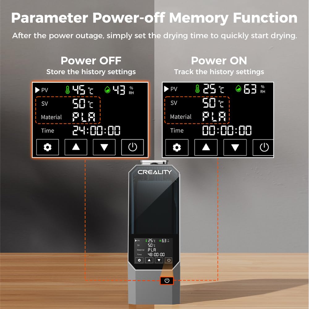 Creality Official Space Pi Filament Dryer, 3D Printer Filament Dryer Box with Built-in Fan Filament Storage Holder Filament Dehydrator for 1KG 1.75/2.85mm One-Key Setting for PLA PETG ABS TPU Nylon Creality