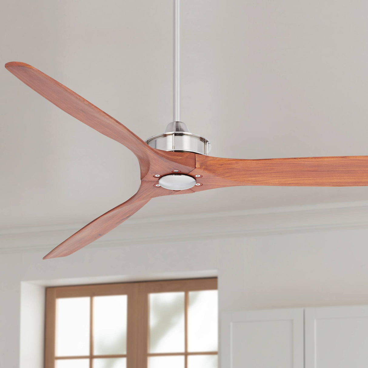Casa Vieja 52" Windspun DC Modern 3 Blade Indoor Ceiling Fan with Remote Control Brushed Nickel Walnut Solid Carved Wood for Living Kitchen House Bedroom Family Dining Office Kids Room Casa Vieja