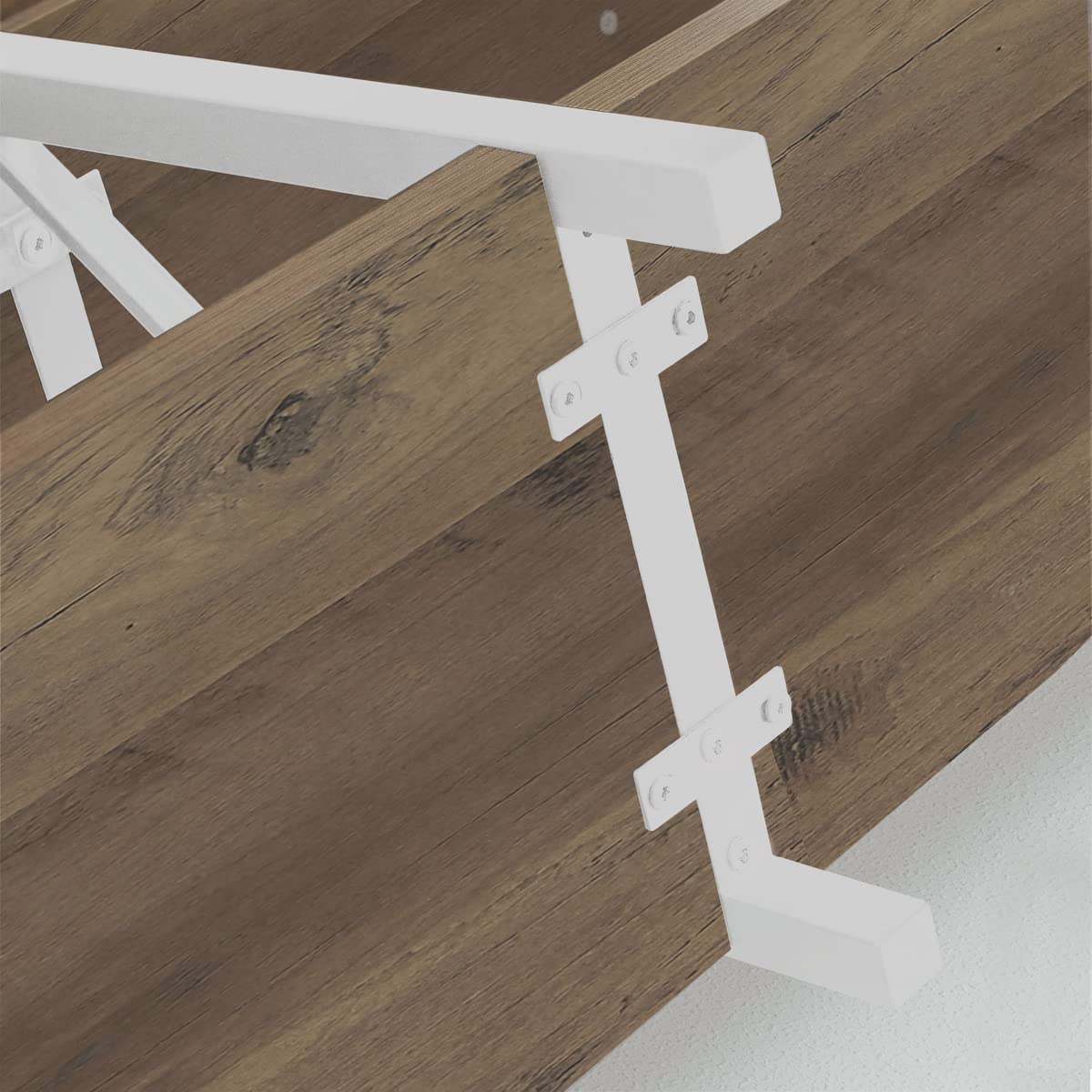 IBF Farmhouse Entryway Table, Wood TV Console Table, Long Rustic Metal Sofa Table, Industrial Hallway Table with Storage Shelves, Modern Foyer Tables for Front Entry Way, White and Rustic Oak, 55 in IBF