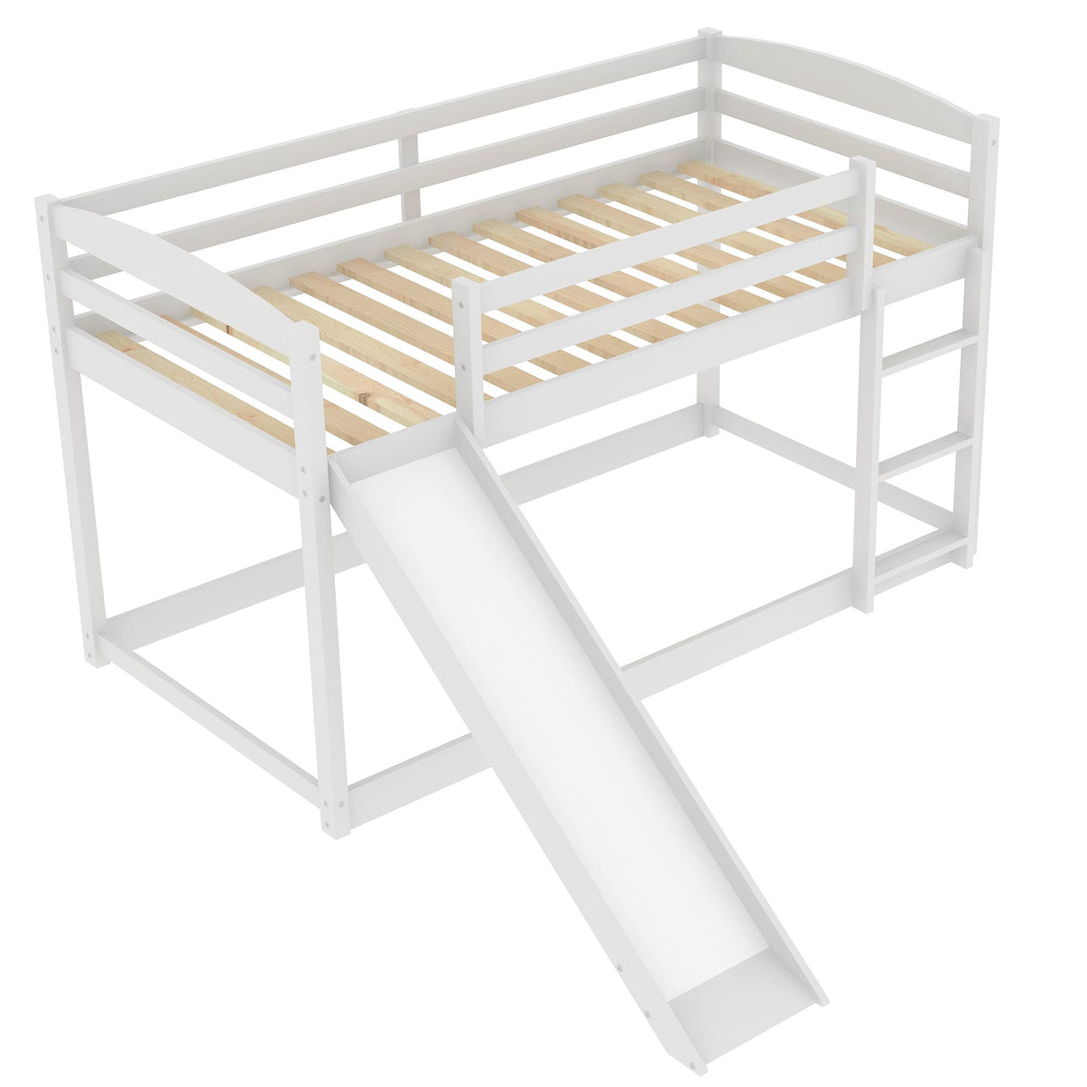 Harper&Bright Designs Twin Bunk Beds with Slide for Kids, Low Profile Bunk Beds with Built-in Ladder, No Box Spring Needed Harper & Bright Designs