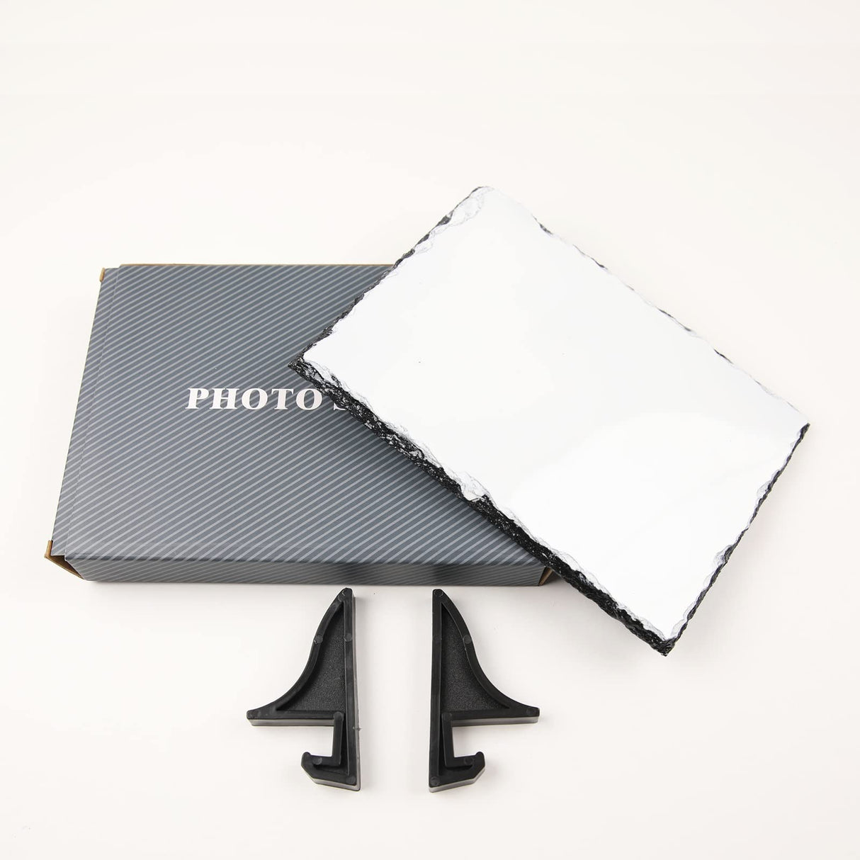 OKBA Sublimation Slate Blanks DIY Custom Stone Slate 6x8 Inch Picture Frame Heat Transfer Rock Photo Plaque with Display Stand Decoration for Desktop Souvenir (1) OKBA