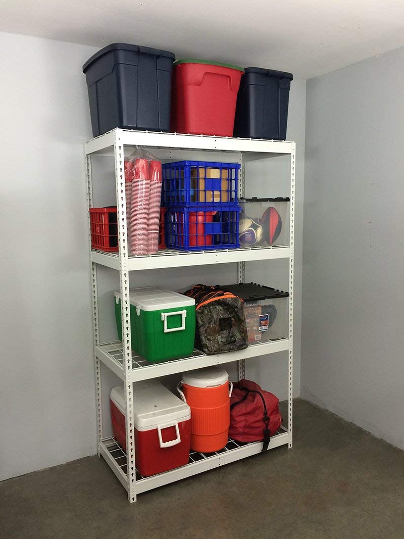 SafeRacks Garage Shelving Unit - All Steel Storage Rack That Holds 300 Pounds Per Shelf - Easy to Assemble, White (24" x 48" x 84") SafeRacks