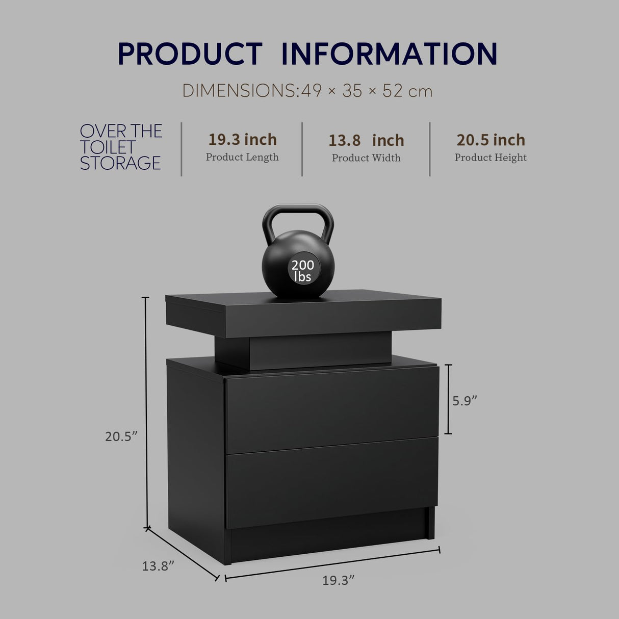 DobleCliCli LED End Table Set of 2, Modern Bedside Table with Storage, 20.5" Tall End Tables Bedroom Set of 2 with 2 Drawers, LED Furniture for Bedroom, Living Room, and Playroom, Black DobleCliCli