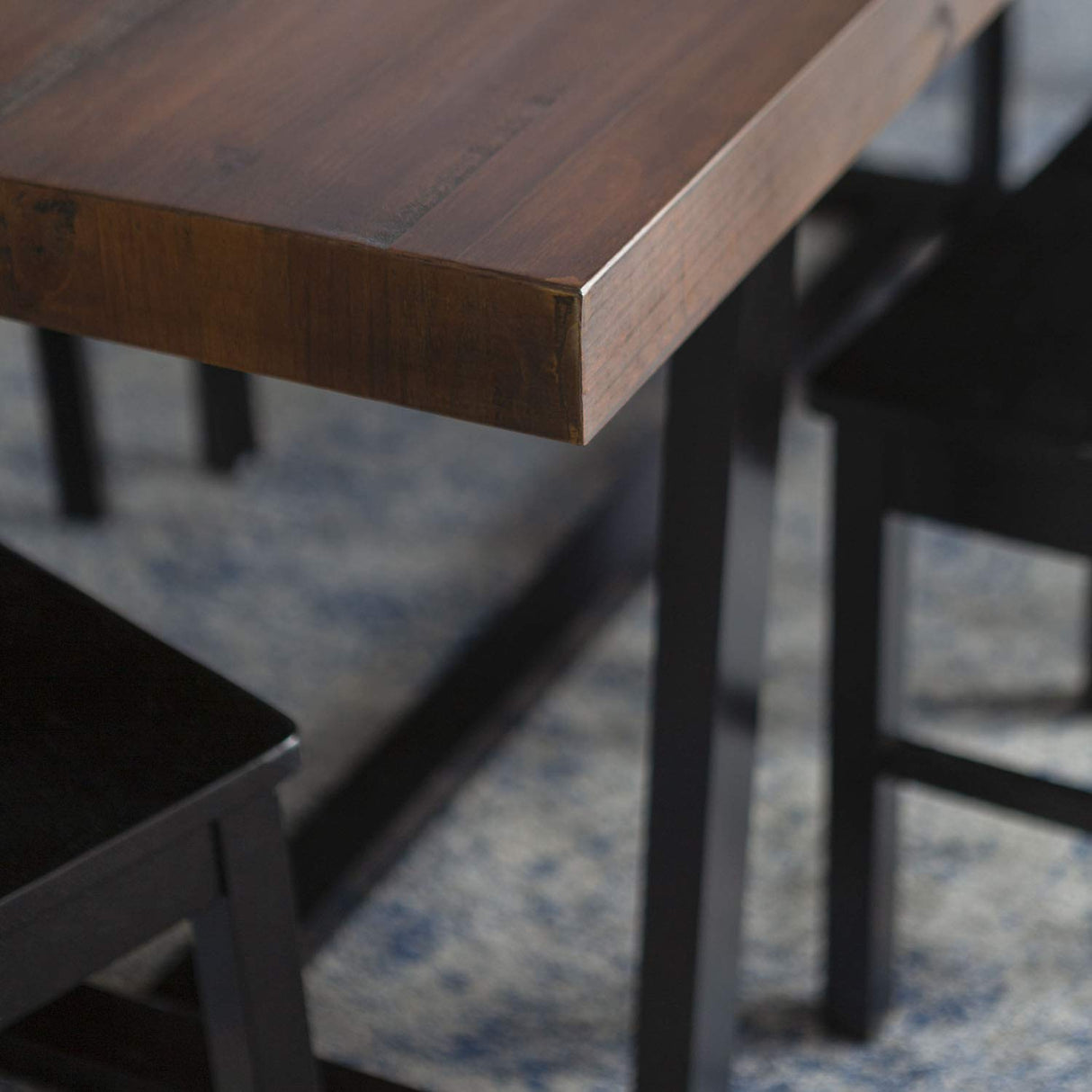 Walker Edison Barnes 7-Piece Rustic Metal and Wood Dining Table with X-Back Chairs, Set of 7, Mahogany/Black Walker Edison