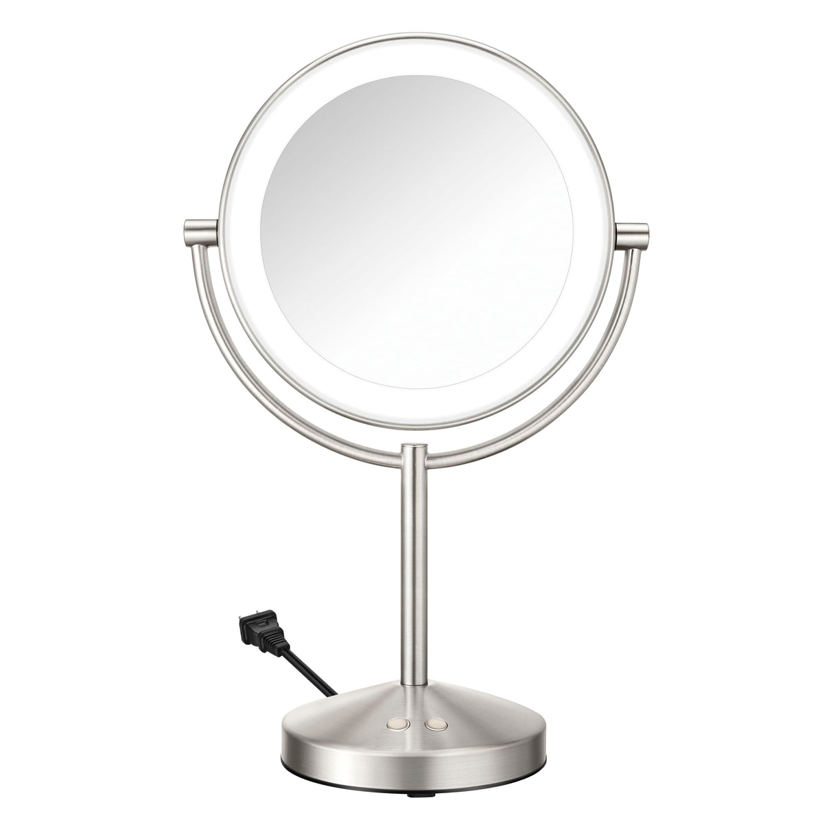 Conair Lighted Makeup Mirror, LED Vanity Mirror, 1X/10x Magnifying Mirror, Corded in Satin Nickel Finish Conair