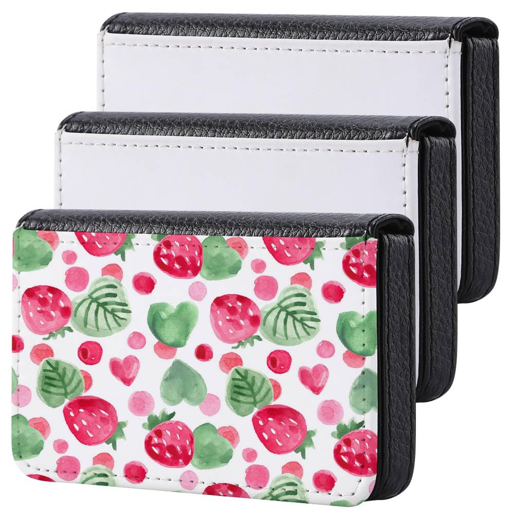 ZUYYON 3 Pcs Sublimation Blank Business Card Holder PU Leather Name Card Case Pocket Heat Transfer Blank Card Carrier Case Wallet with Magnetic Shut for Men Women ZUYYON