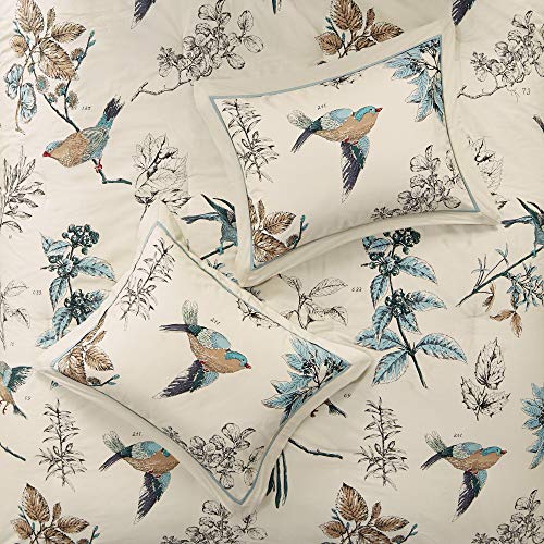 Madison Park Quincy Cozy Comforter Nature Scenery Design - All Season Bedding, Matching Bed Skirt, Decorative Pillows, Quincy, Leaf & Bird Khaki King(104"x92") 7 Piece