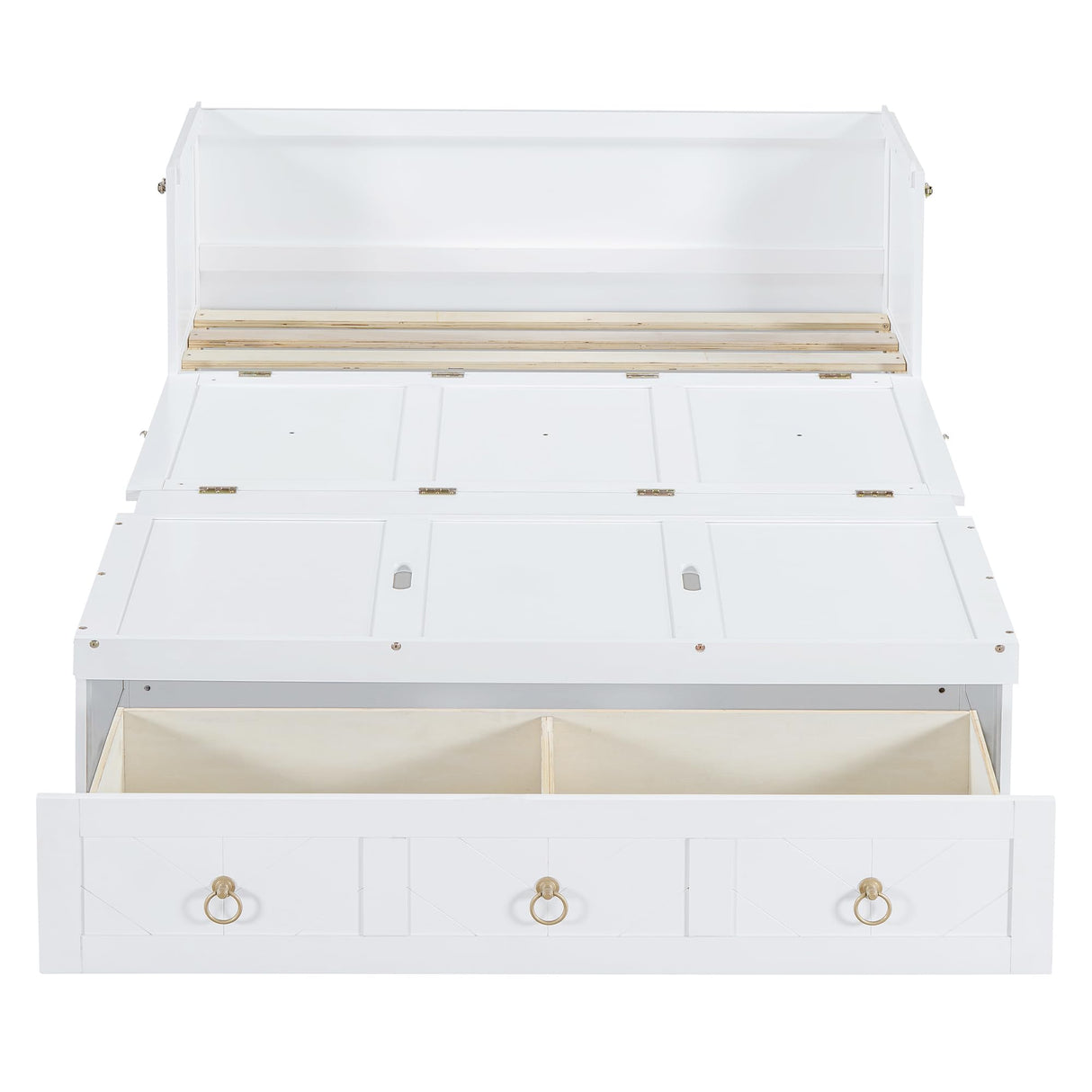 Harper & Bright Designs Full Size Murphy Bed with USB Charging Station/Large Drawer, Wood Full Size Bed Wall Bed with Storage, Cube Cabinet Bed for Home Office Guest Room Bedroom,White Harper & Bright Designs