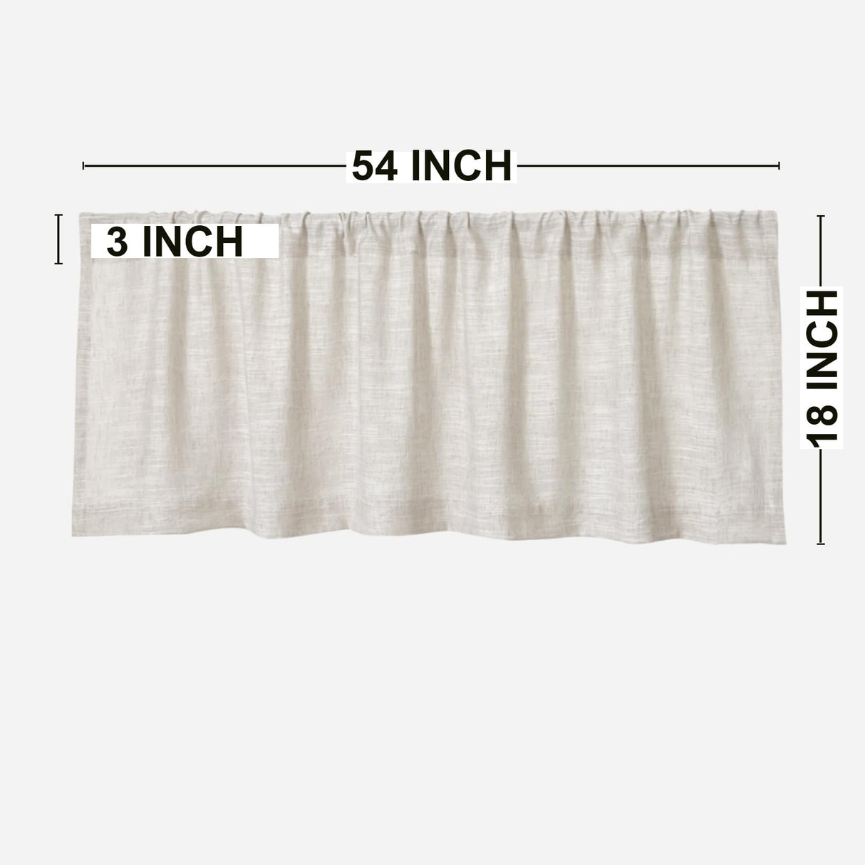 Kitchen Valances for Windows Modern Farmhouse Cotton Linen Valance Curtains Topper Country Rustic Bathroom Small Window Treatment Bohemian Decor (54x18 inch, Natural) Oindec
