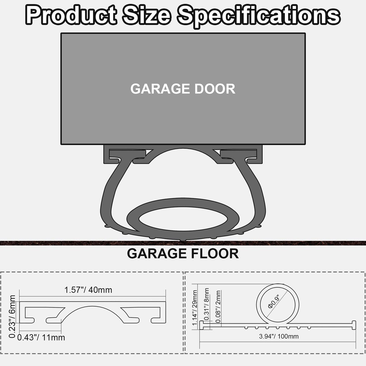 alophoty 10 FT Garage Door Seals Bottom Rubber, Heavy Duty U+O Ring Universal Garage Door Bottom Seal with Pre-drilled Aluminium Track Retainer Base Kit, Rubber Bottom Seals for Garage Doors alophoty